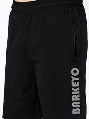 BARKEYO Men Shorts For Sports And Casual Wear Polyester (Black) - Image 6