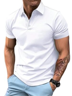 Barkeyo Men  Polo T-Shirt(White)