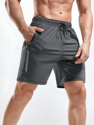 Pack of 2 Men's Sports Shorts | Rapid Dry Shorts for Gym, Workout & Casual Wear | Lightweight 3/4 Length Activewear for Summer & Home Use (Grey) - Image 2