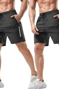 Pack of 2 Men's Sports Shorts | Rapid Dry Shorts for Gym, Workout & Casual Wear | Lightweight 3/4 Length Activewear for Summer & Home Use (Black)