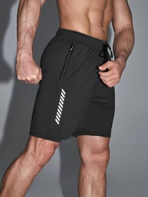 Pack of 2 Men's Sports Shorts | Rapid Dry Shorts for Gym, Workout & Casual Wear | Lightweight 3/4 Length Activewear for Summer & Home Use (Black) - Image 6