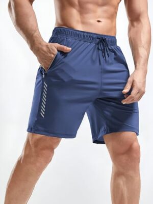 Pack of 2 Men's Sports Shorts | Rapid Dry Shorts for Gym, Workout & Casual Wear | Lightweight 3/4 Length Activewear for Summer & Home Use (Navy) - Image 2