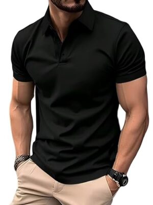 BARKEYO Men Polo T-shirt(Black)