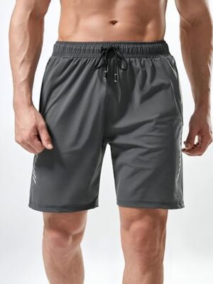 Pack of 2 Men's Sports Shorts | Rapid Dry Shorts for Gym, Workout & Casual Wear | Lightweight 3/4 Length Activewear for Summer & Home Use (Grey) - Image 3