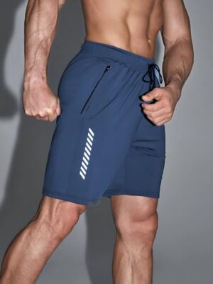 Pack of 2 Men's Sports Shorts | Rapid Dry Shorts for Gym, Workout & Casual Wear | Lightweight 3/4 Length Activewear for Summer & Home Use (Navy) - Image 6
