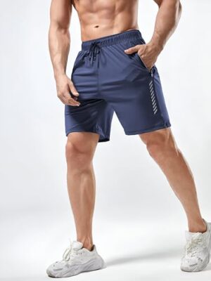 Pack of 2 Men's Sports Shorts | Rapid Dry Shorts for Gym, Workout & Casual Wear | Lightweight 3/4 Length Activewear for Summer & Home Use (Navy) - Image 5