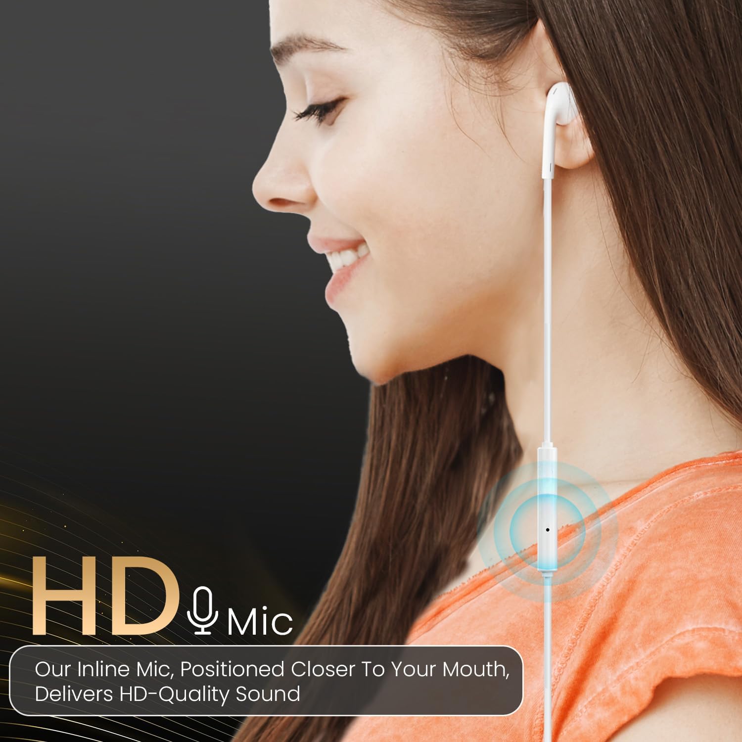 Wired Earphones with Mic and Lightning Connector for iPhone Earpods with Lightning Connector